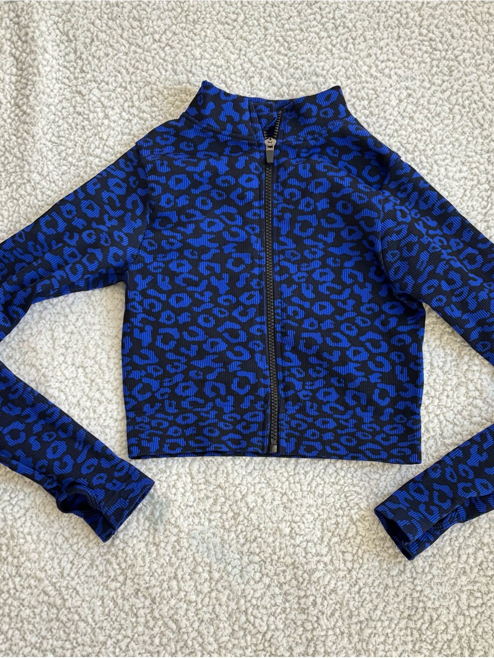 Kids Blue Leopard Print Zip-Up Jacket - Picture 2 of 4